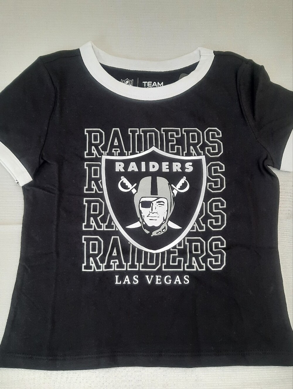 Las Vegas Raiders Kids Black Short Sleeve Tee with White Trim